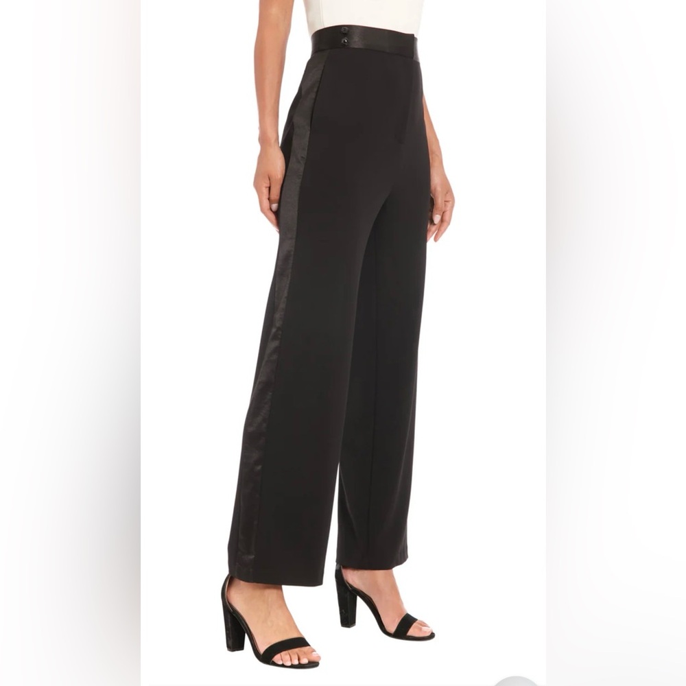 Muse Black Satin-Trim Straight Leg Pants - Picture 3 of 13